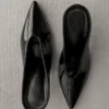 Emerson Patent Faux Leather Point Heel – Black