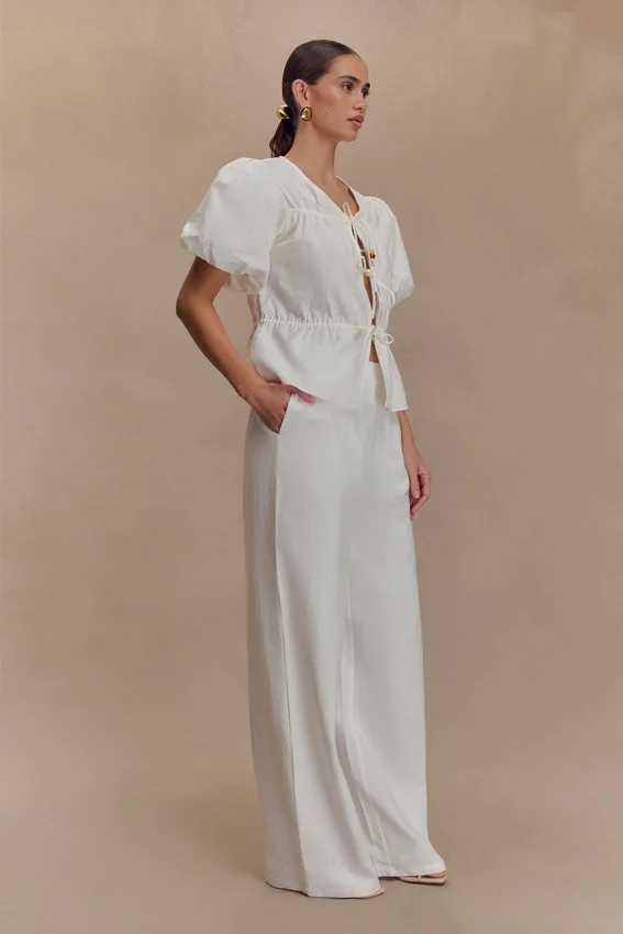 Janayia Cotton Wide Leg Pants – White Janayia Cotton Wide Leg Pants – White