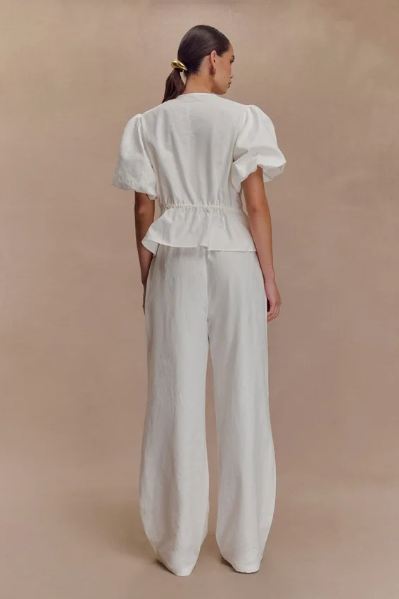 Janayia Cotton Wide Leg Pants – White Janayia Cotton Wide Leg Pants – White