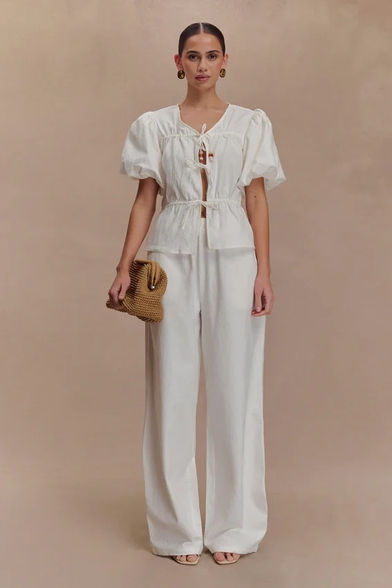 Janayia Cotton Wide Leg Pants – White Janayia Cotton Wide Leg Pants – White