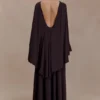 Emory Jersey Cape Maxi Dress – Chocolate