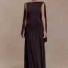 Emory Jersey Cape Maxi Dress – Chocolate