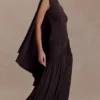 Emory Jersey Cape Maxi Dress – Chocolate