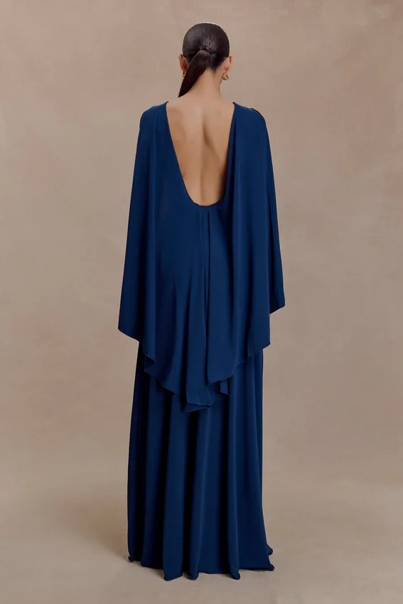 Emory Jersey Cape Maxi Dress – Navy Emory Jersey Cape Maxi Dress – Navy