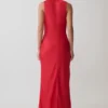 Esme Plunge Satin Maxi Dress – Red