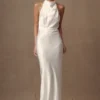 Esther Iridescent Satin Cowl Maxi Dress – Ivory
