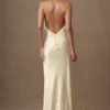 Esther Iridescent Satin Cowl Maxi Dress – Lemon Sorbet