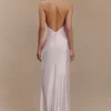 Esther Iridescent Satin Cowl Maxi Dress – Pale Pink