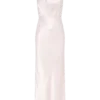 Esther Iridescent Satin Cowl Maxi Dress – Pale Pink