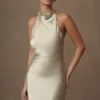 Esther Iridescent Satin Cowl Maxi Dress – Sage