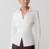 Eugenia Wrap Cotton Shirt – White