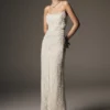 Eva Hand Beaded Pearl & Lace Maxi Dress – White