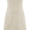 Eva Hand Beaded Pearl & Lace Mini Dress – White