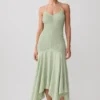 Evelyn Shirred Chiffon Maxi Dress – Sage