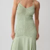 Evelyn Shirred Chiffon Maxi Dress – Sage