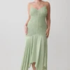 Evelyn Shirred Chiffon Maxi Dress – Sage