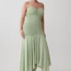 Evelyn Shirred Chiffon Maxi Dress – Sage