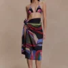 Evie Chiffon Sarong – Multi Fluid Reverie Print