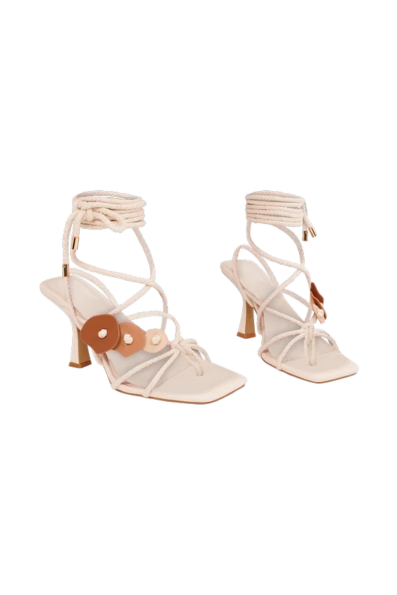 Ezekiel Strappy Sandal Heel – Ivory Ezekiel Strappy Sandal Heel – Ivory