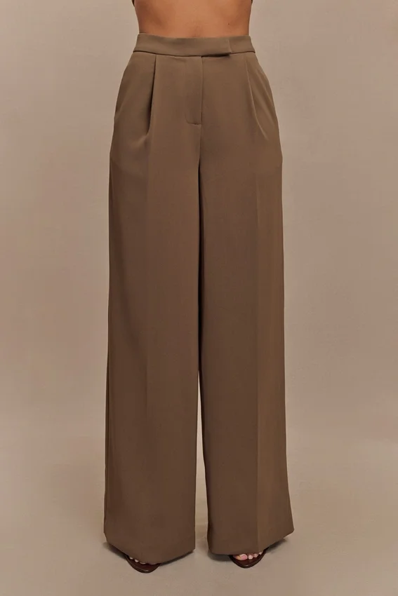 Faith Suiting Wide Leg Pant – Cacao Brown Faith Suiting Wide Leg Pant – Cacao Brown