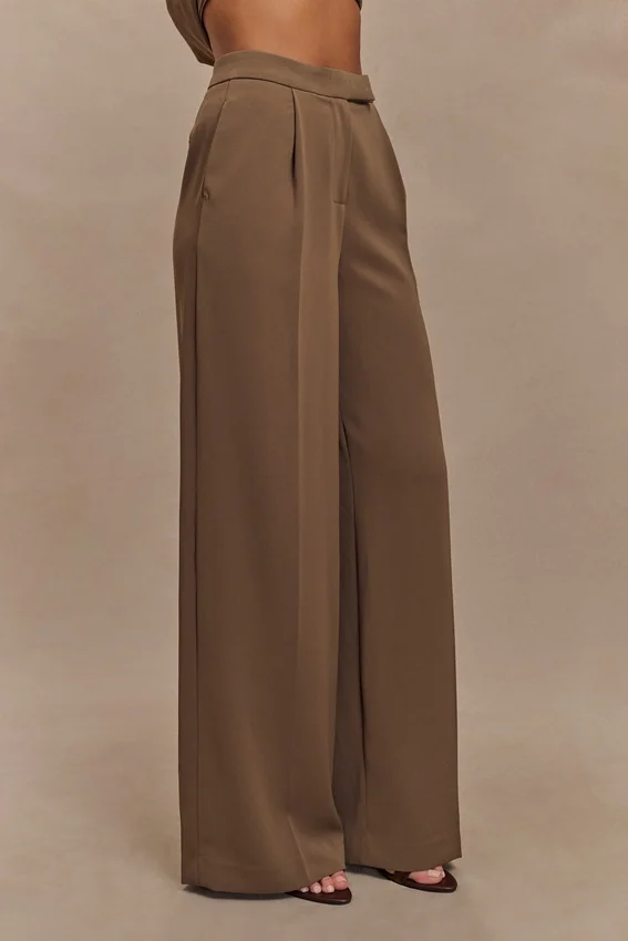 Faith Suiting Wide Leg Pant – Cacao Brown Faith Suiting Wide Leg Pant – Cacao Brown