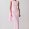 Farid Bandage Midi Dress With Chiffon – Baby Pink