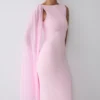 Farid Bandage Midi Dress With Chiffon – Baby Pink