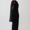 Farid Bandage Midi Dress With Chiffon – Black