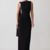 Farid Bandage Midi Dress With Chiffon – Black