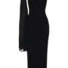 Farid Bandage Midi Dress With Chiffon – Black