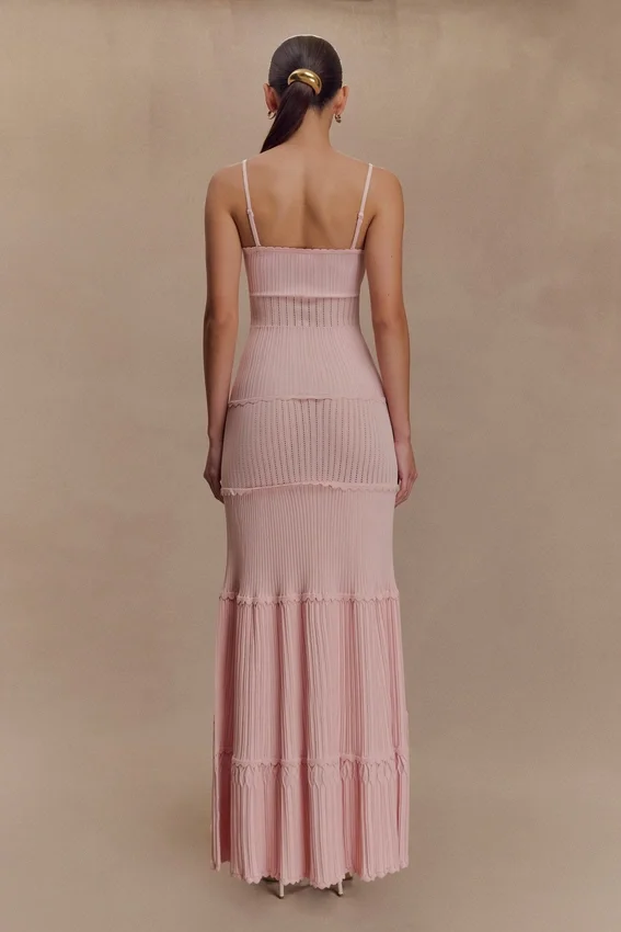 Finley Pointelle Knit Maxi Dress – Baby Pink Finley Pointelle Knit Maxi Dress – Baby Pink