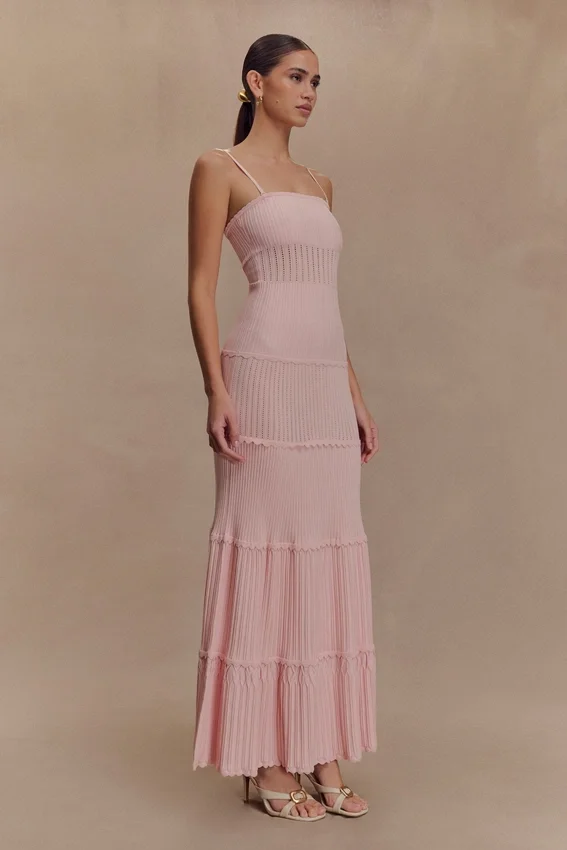 Finley Pointelle Knit Maxi Dress – Baby Pink Finley Pointelle Knit Maxi Dress – Baby Pink