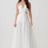 Fiona Linen Halter Maxi Dress – White