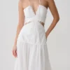 Fiona Linen Halter Maxi Dress – White