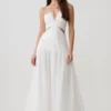 Fiona Linen Halter Maxi Dress – White