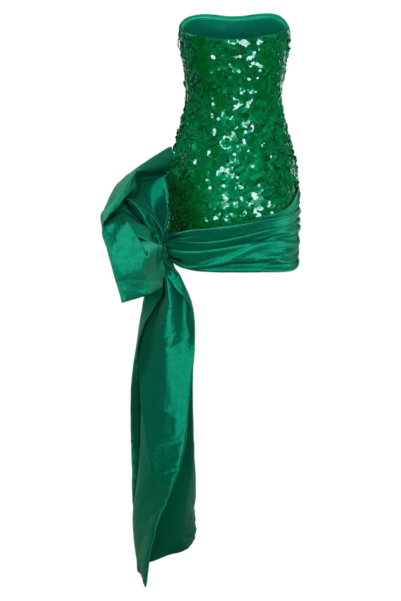 Franka Strapless Bow Mini Dress – Emerald Franka Strapless Bow Mini Dress – Emerald