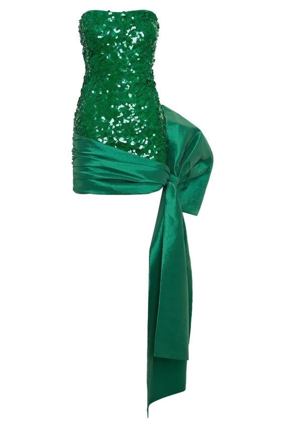 Franka Strapless Bow Mini Dress – Emerald Franka Strapless Bow Mini Dress – Emerald