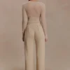 Frannie Gathered Silk Blend Knit Pants – Sand