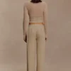 Frannie Gathered Silk Blend Knit Pants – Sand