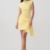 Freida Knit Mini Dress With Sash – Lemon