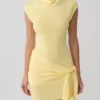 Freida Knit Mini Dress With Sash – Lemon