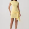 Freida Knit Mini Dress With Sash – Lemon
