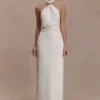 Freja Halter Maxi Dress With Hardware – Blush Ivory
