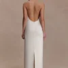 Freja Halter Maxi Dress With Hardware – Blush Ivory