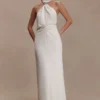 Freja Halter Maxi Dress With Hardware – Blush Ivory
