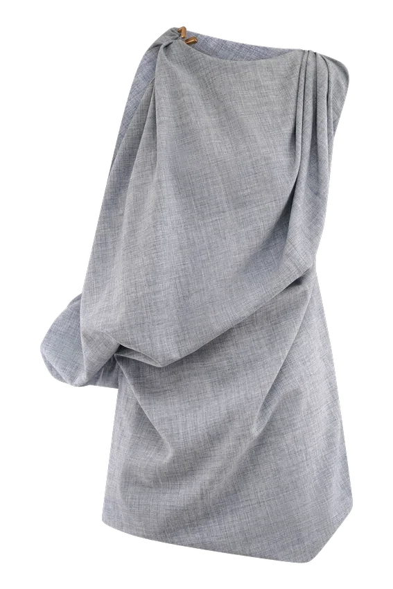 Gabriella Draped Mini Dress – Charcoal Blue Marle Gabriella Draped Mini Dress – Charcoal Blue Marle