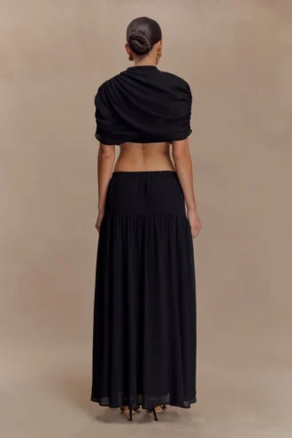 Georgina Chiffon Midi Dress – Black