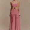 Georgina Chiffon Midi Dress – Burnt Rose