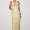 Gertrud Sequin Halter Maxi Dress – Lemon
