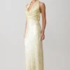 Gertrud Sequin Halter Maxi Dress – Lemon